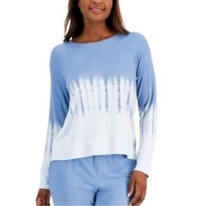 NWT Alfani Intimates Soft Tie Dye Long Sleeve Crewneck Loungewear Pajama Top
